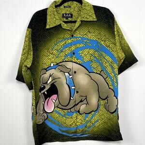 Vintage 90's K.A.D Clothing Bulldog Button Up Short Sleeve Shirt